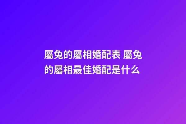 屬兔的屬相婚配表 屬兔的屬相最佳婚配是什么-第1張-觀點-玄機派